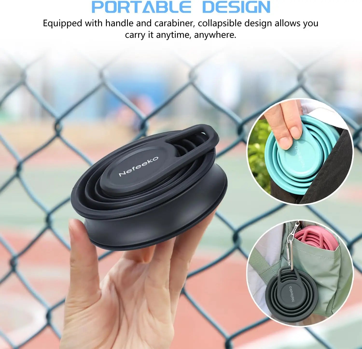 17oz Collapsible Water Bottle, BPA Free Silicone Foldable Bottle for Travel Gym Camping Hiking, Leak Proof with Carabiner