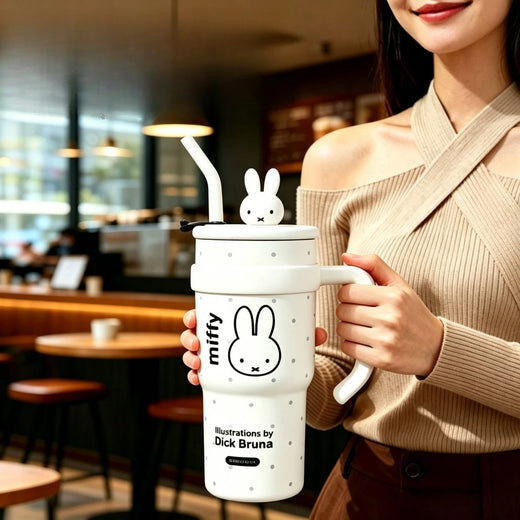 Anime Miffy Ice Tyrant Thermos Cup Large Capacity Water Cup Good Looks Girls Straw Personality Tide Cute Lovely Kawaii Sweet New