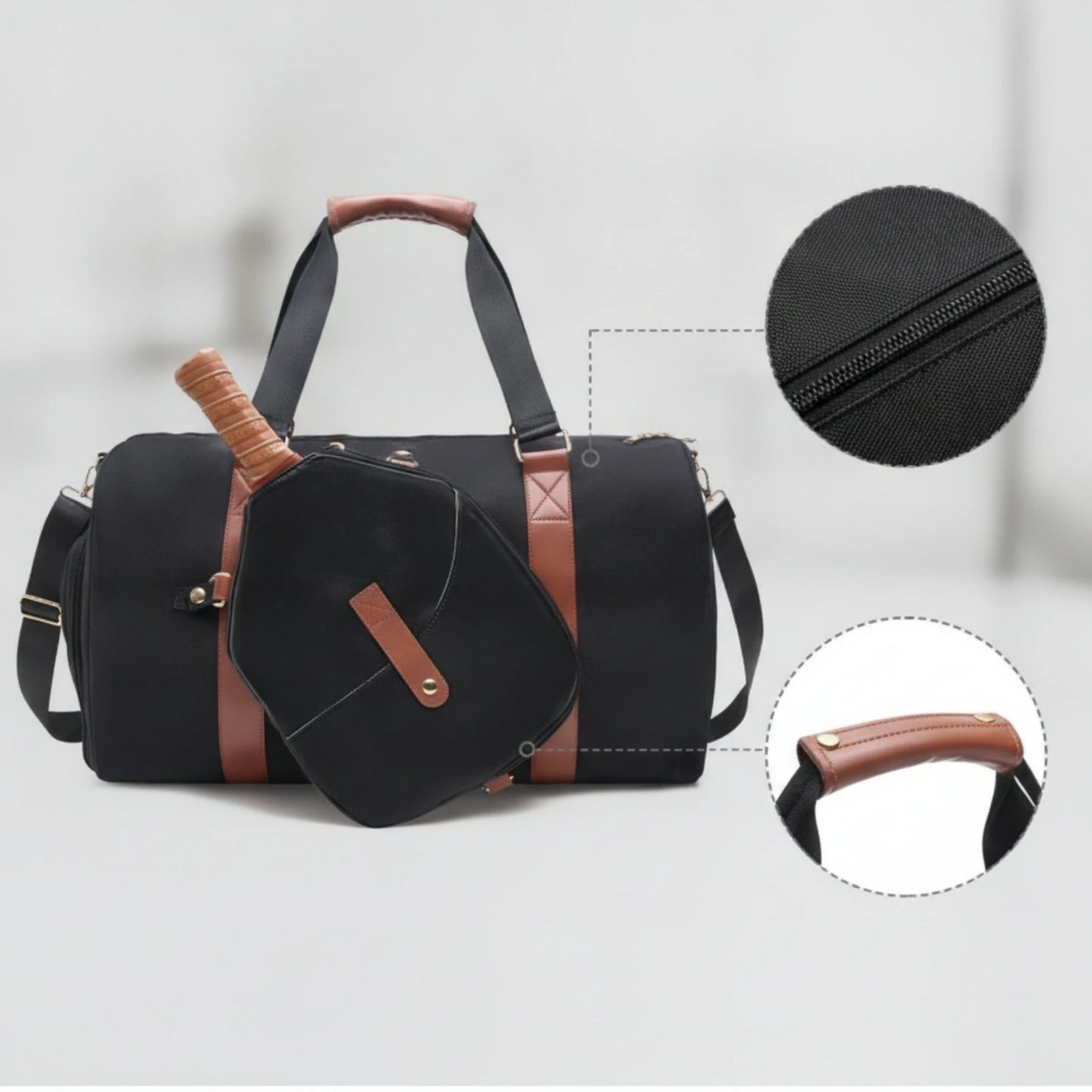 Pickleball Bag with Paddle Cover Spacious Pickleball Duffel Bag Detachable Adjustable for Tennis Players