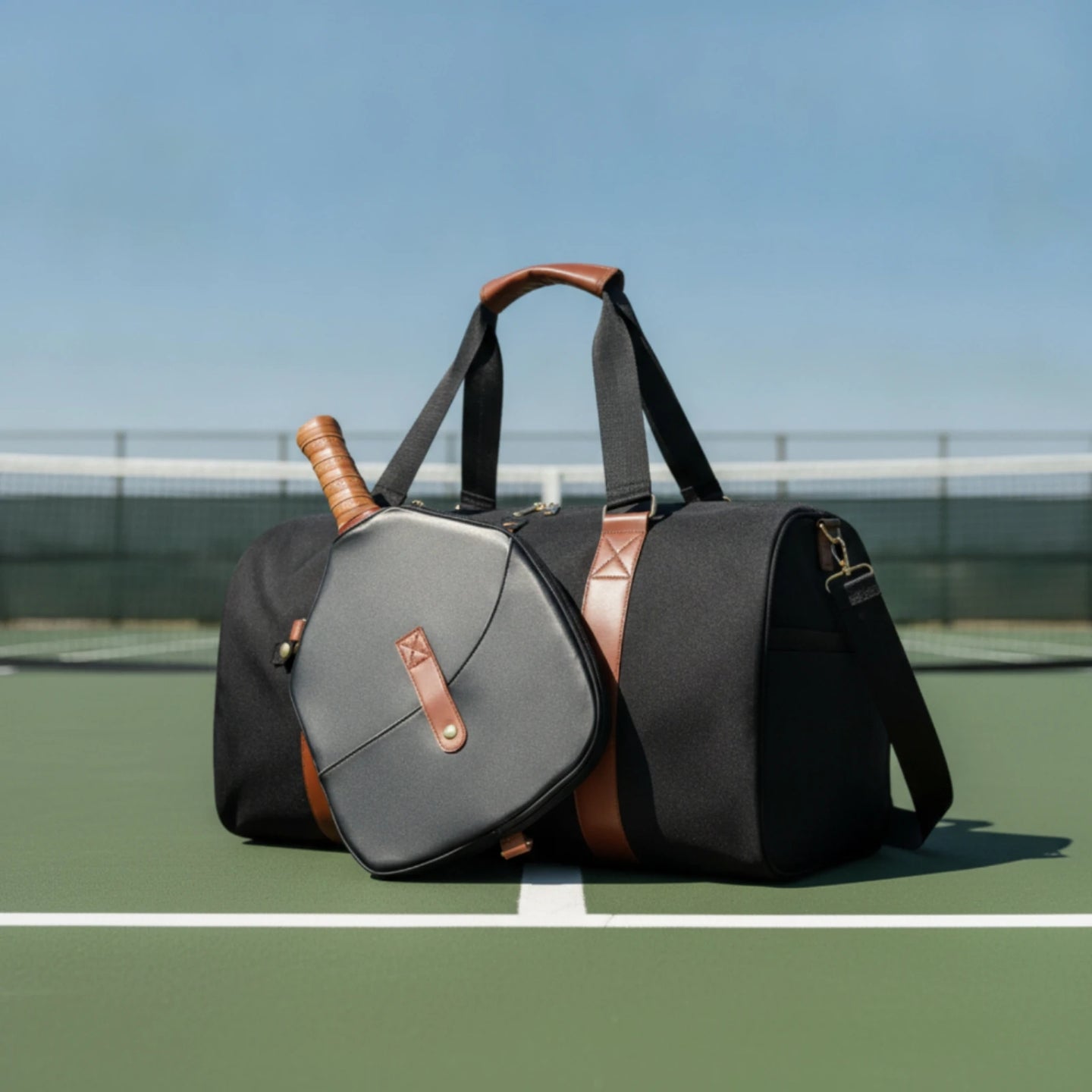 Pickleball Bag with Paddle Cover Spacious Pickleball Duffel Bag Detachable Adjustable for Tennis Players