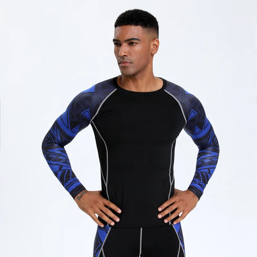 Men's PRO Sports Fitness Suit: Quick-Drying Long-Sleeved T-Shirt & Super Elastic Compression Pants for Running, Training