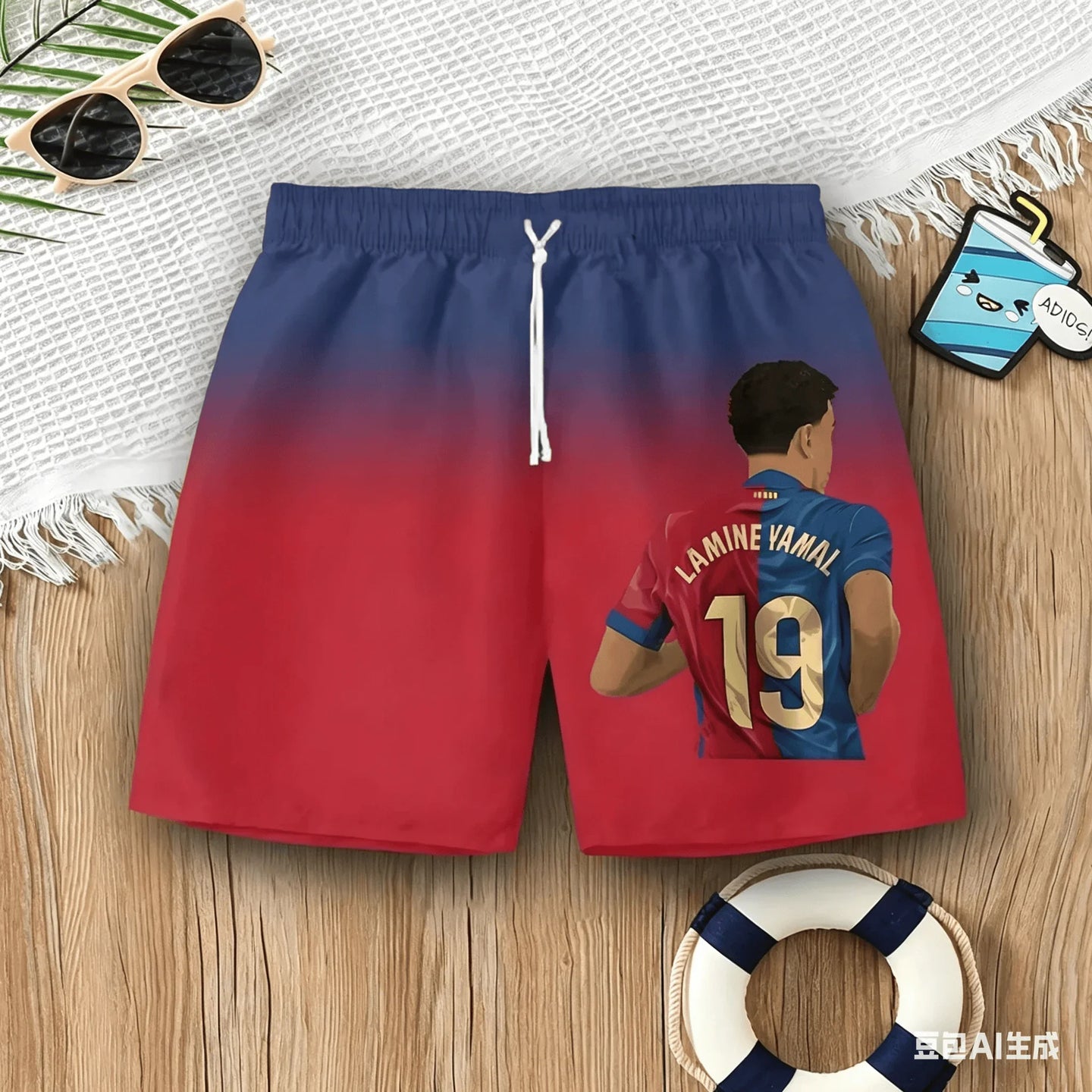 2026 Summer Adults Kids Yamal Gradient 3D Print Beach Shorts, Quick Dry Casual Sports Shorts For Football Fans