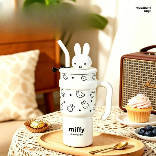 Anime Miffy Ice Tyrant Thermos Cup Large Capacity Water Cup Good Looks Girls Straw Personality Tide Cute Lovely Kawaii Sweet New