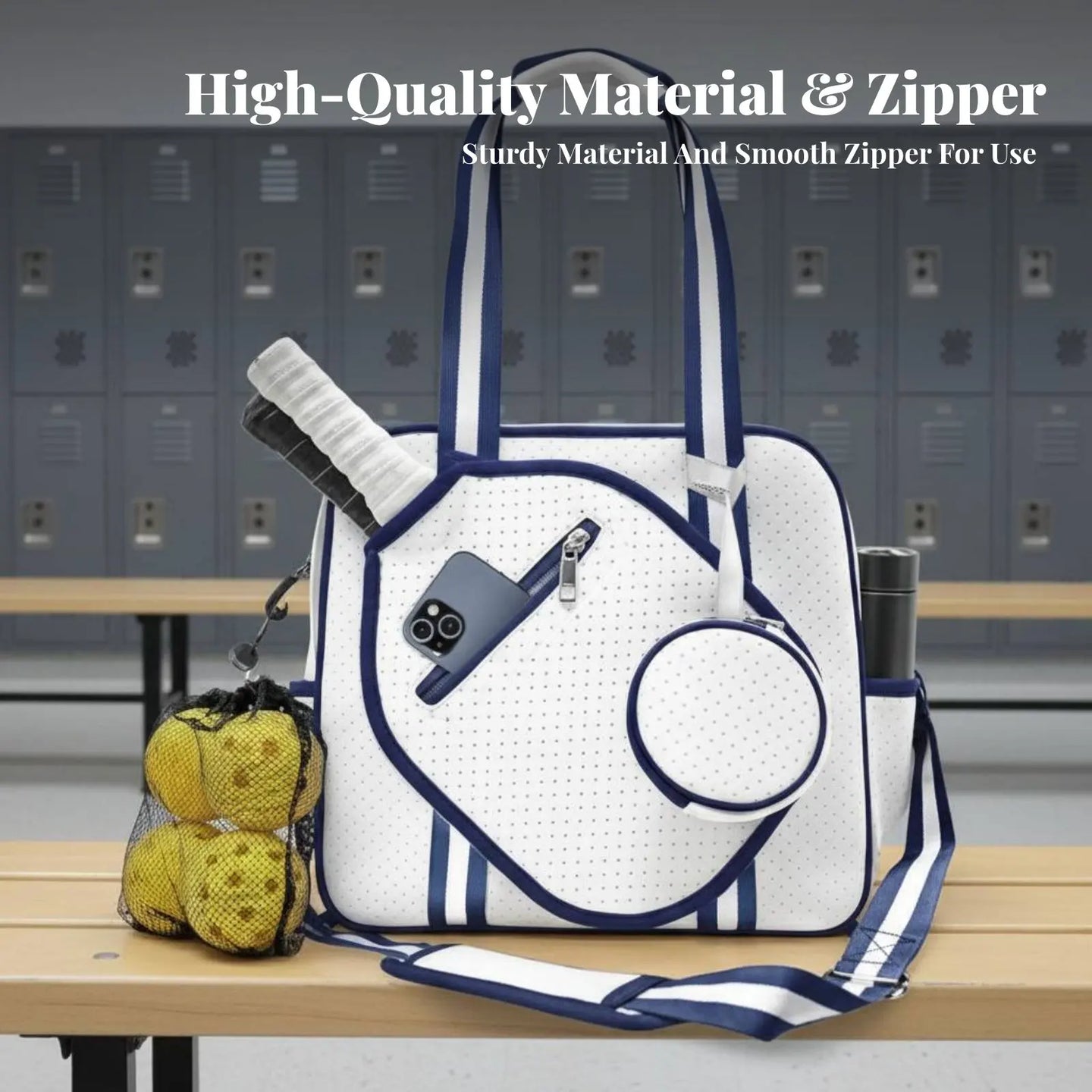 Pickleball Paddle Holder Bag Breathable Large Capacity Pickleball Bag Crossbody Sports Tote Adjustable Shoulder Strap Waterproof