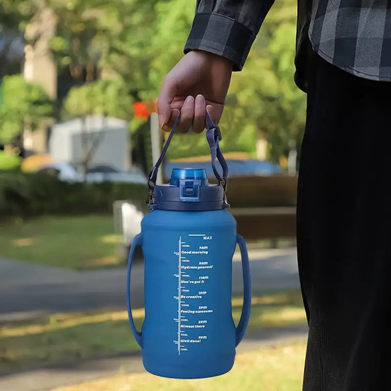 Folding Water Bottle Silicone Foldable Bottle For Traveling 1.8L Double Handle Hydration Cup With Wide Mouth For Hiking Running
