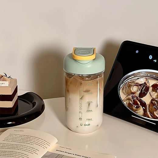 Portable Protein Powder Shaker Cup with Measurements, Leak-proof Sports Water Bottle, Fitness Shake Blender