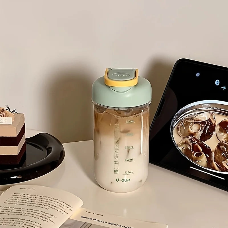 Portable Protein Powder Shaker Cup with Measurements, Leak-proof Sports Water Bottle, Fitness Shake Blender