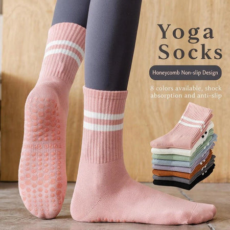 Yoga socks with shark pants, anti slip professional women's four season mid tube Pilates adult sports fitness floor socks