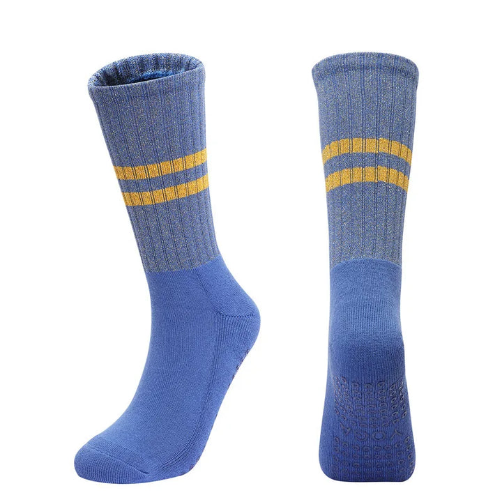 Yoga Socks with Grips Non Slip Middle Calf Golden Silver Silk Breathable Cotton Pilates Dance Fitness Sports Socks Outdoor