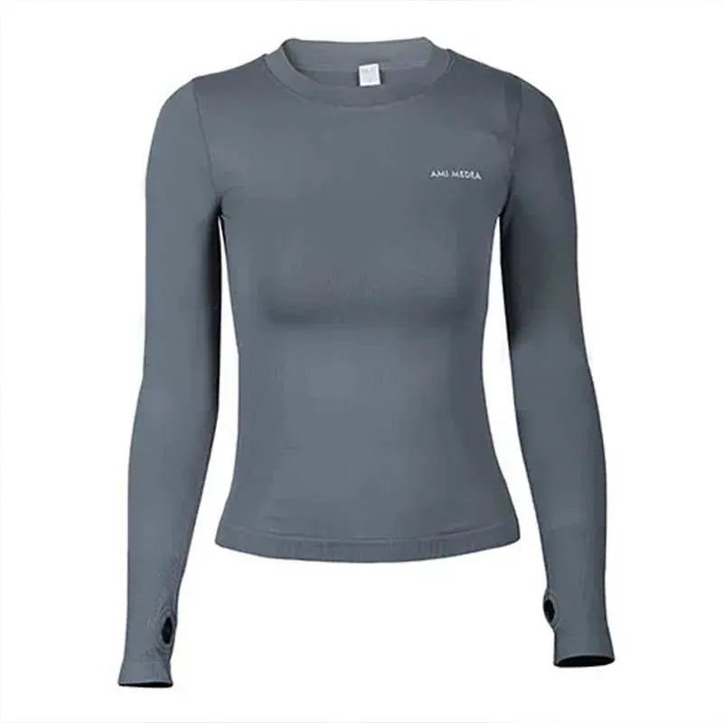 Women Slim Fit Long Sleeve Sports T Shirt Breathable Quick Dry Moisture Wicking Top For Running Gym Fitness Yoga Workout