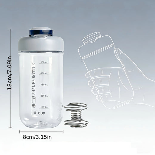 Portable Protein Powder Shaker Cup with Measurements, Leak-proof Sports Water Bottle, Fitness Shake Blender