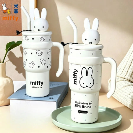 Anime Miffy Ice Tyrant Thermos Cup Large Capacity Water Cup Good Looks Girls Straw Personality Tide Cute Lovely Kawaii Sweet New