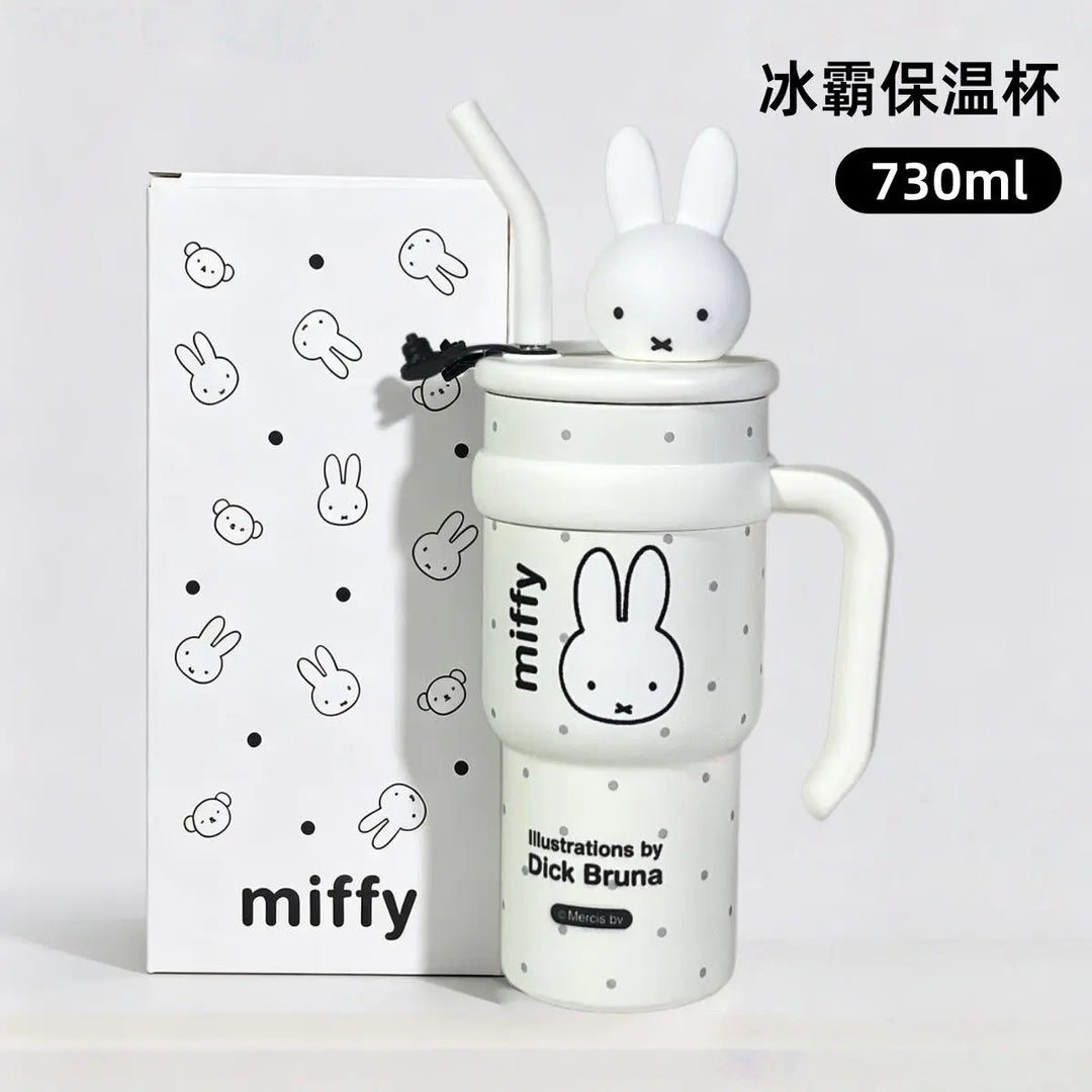 Anime Miffy Ice Tyrant Thermos Cup Large Capacity Water Cup Good Looks Girls Straw Personality Tide Cute Lovely Kawaii Sweet New