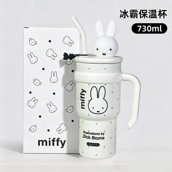 Anime Miffy Ice Tyrant Thermos Cup Large Capacity Water Cup Good Looks Girls Straw Personality Tide Cute Lovely Kawaii Sweet New