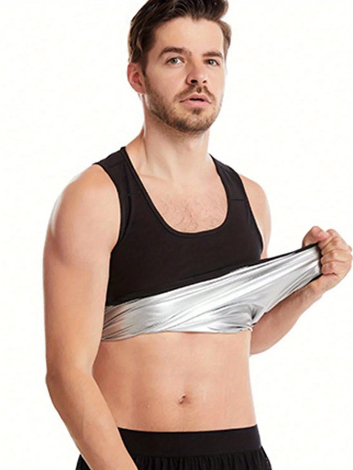 1pcs Sauna Shirt for Men, Short Sleeve Sauna Sweat Body Shaper Mens Sauna Vest Gym Exercise Tank Top
