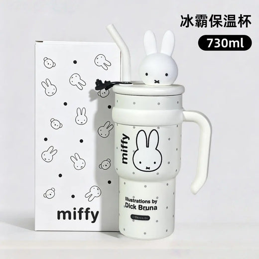 Anime Miffy Ice Tyrant Thermos Cup Large Capacity Water Cup Good Looks Girls Straw Personality Tide Cute Lovely Kawaii Sweet New