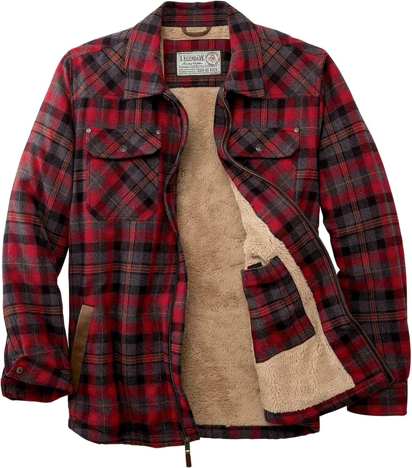 Men'S Tough as Buck Sherpa Lined Flannel Shirt Jacket