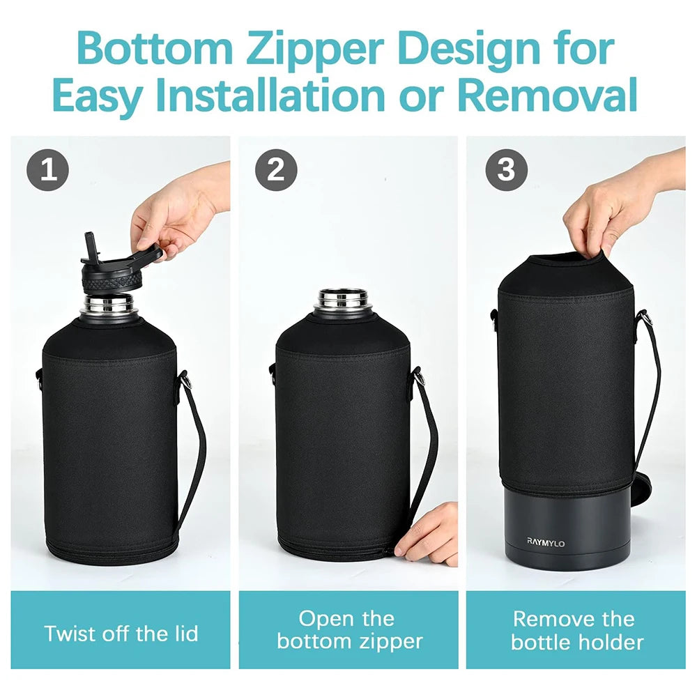 64oz / 128oz Insulated Sports Water Bottle Bag Holder Crossbody for Thermos Mug Vacuum Cup Protective Carrier Cover with Strap
