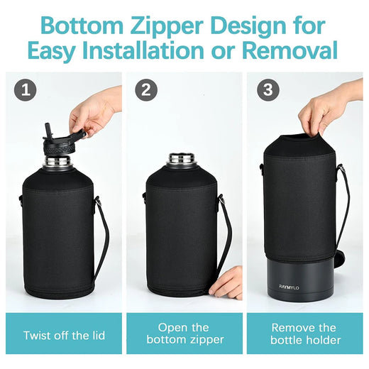 64oz / 128oz Insulated Sports Water Bottle Bag Holder Crossbody for Thermos Mug Vacuum Cup Protective Carrier Cover with Strap