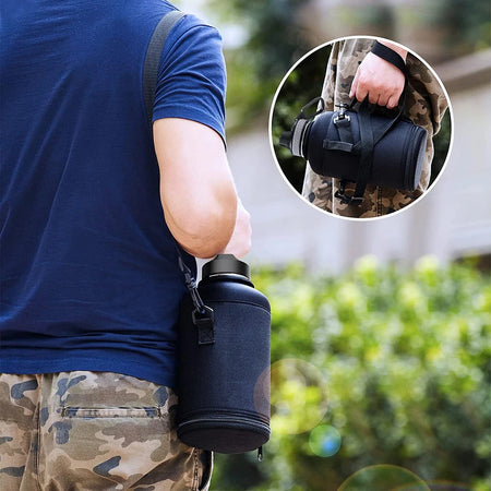 64oz / 128oz Insulated Sports Water Bottle Bag Holder Crossbody for Thermos Mug Vacuum Cup Protective Carrier Cover with Strap