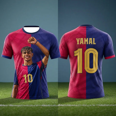 2026 Summer Lamine Yamal Fan Edition Kids Soccer Jersey New Breathable Sweat Wicking Short Sleeve Football Shirt for Daily Y2k