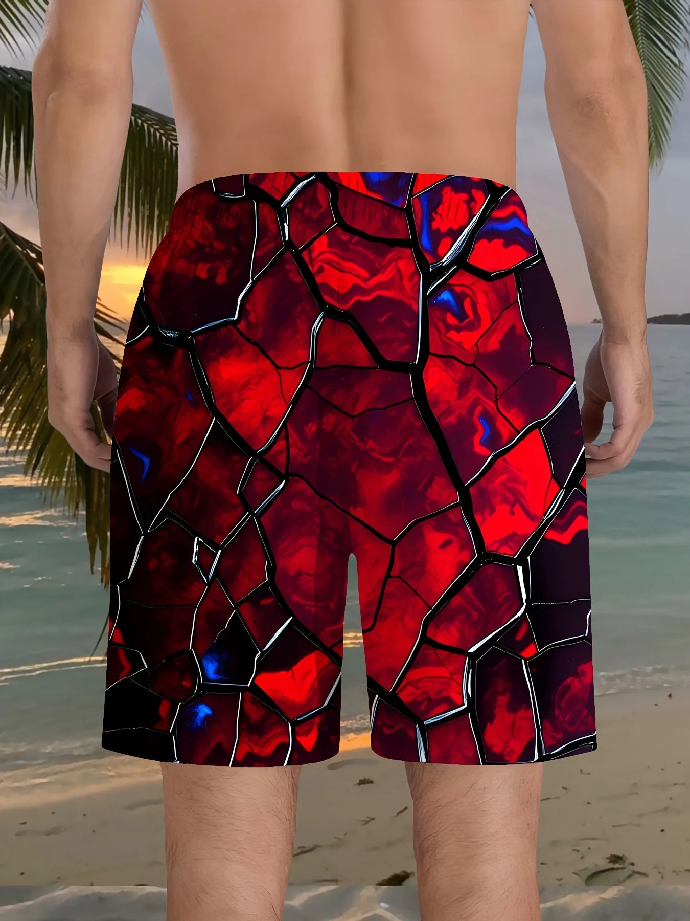 2026 Hot Selling Fashion Fantasy Shattered Texture 3D Printed Pants Harajuku Men Outdoor Street Wear Hip-hop Loose Shorts