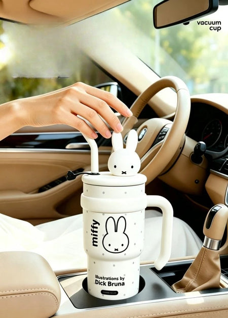 Anime Miffy Ice Tyrant Thermos Cup Large Capacity Water Cup Good Looks Girls Straw Personality Tide Cute Lovely Kawaii Sweet New