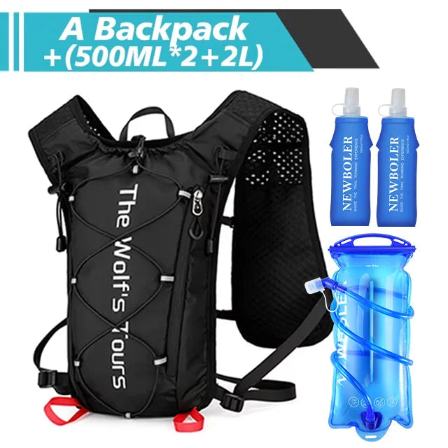 NEWBOLER Outdoor Trail Running Ultralight Backpack Run Hydration Vest Breathable Marathon Running Backpack Water Bottle 2L 500ML