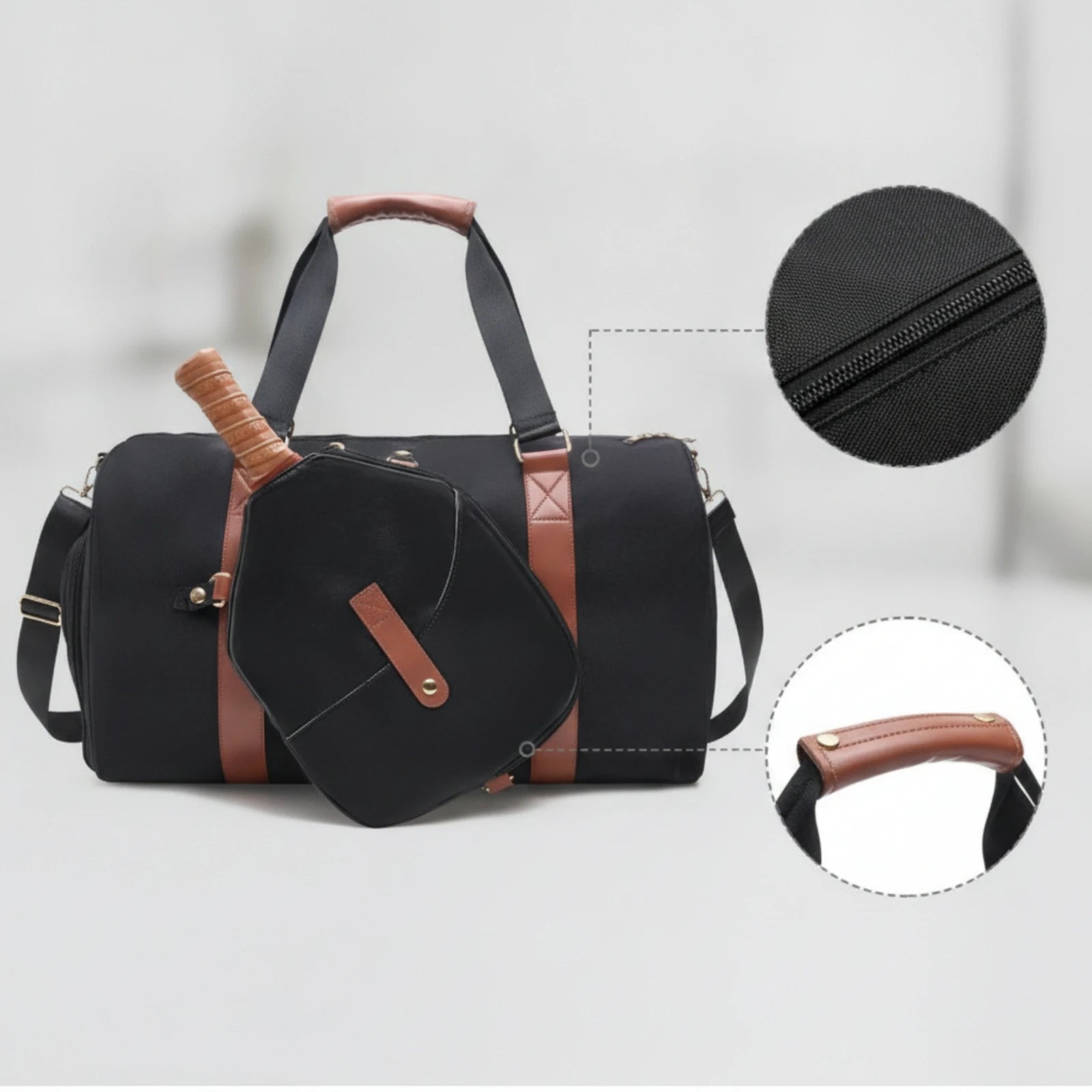 Pickleball Bag with Paddle Cover Spacious Pickleball Duffel Bag Detachable Adjustable for Tennis Players