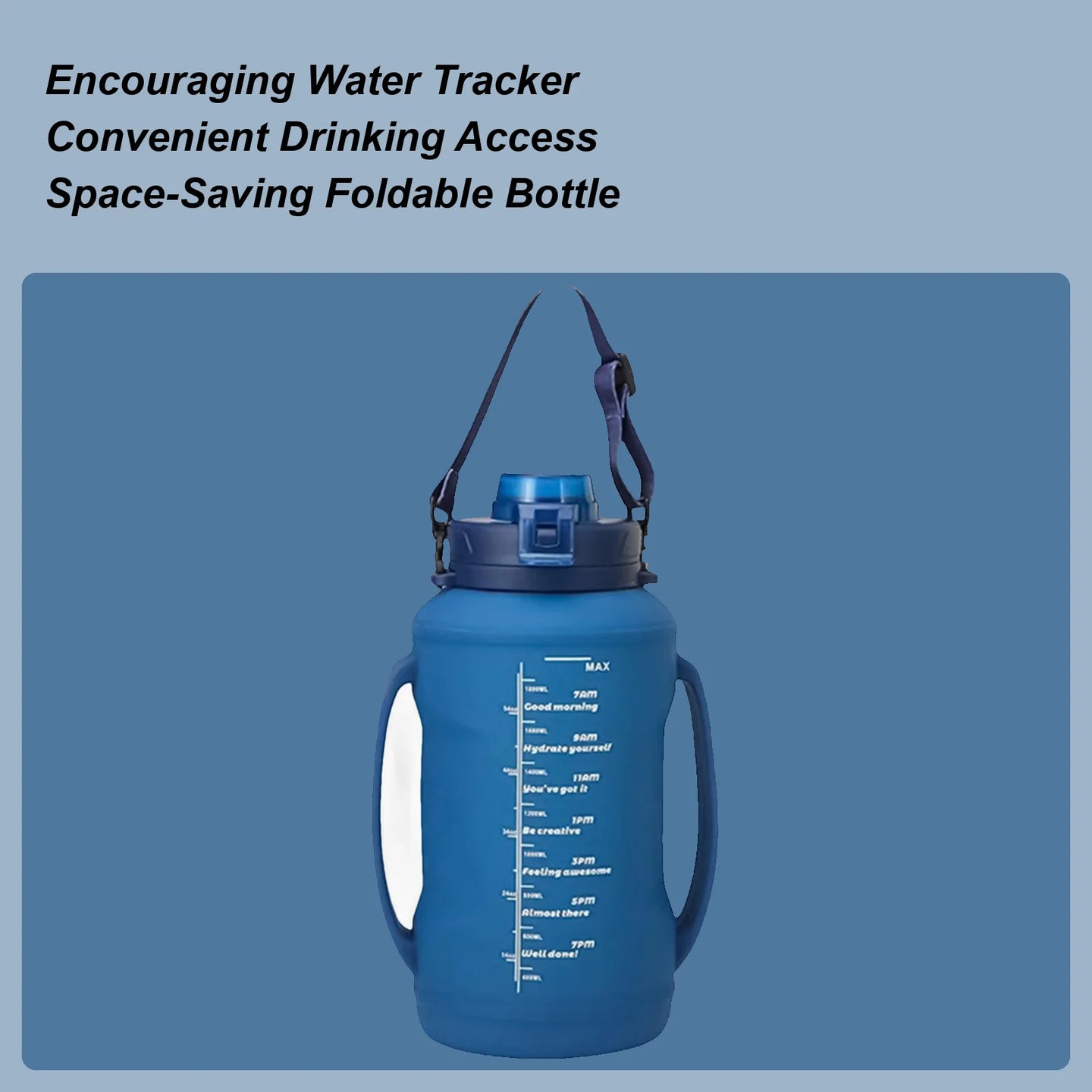 Folding Water Bottle Silicone Foldable Bottle For Traveling 1.8L Double Handle Hydration Cup With Wide Mouth For Hiking Running