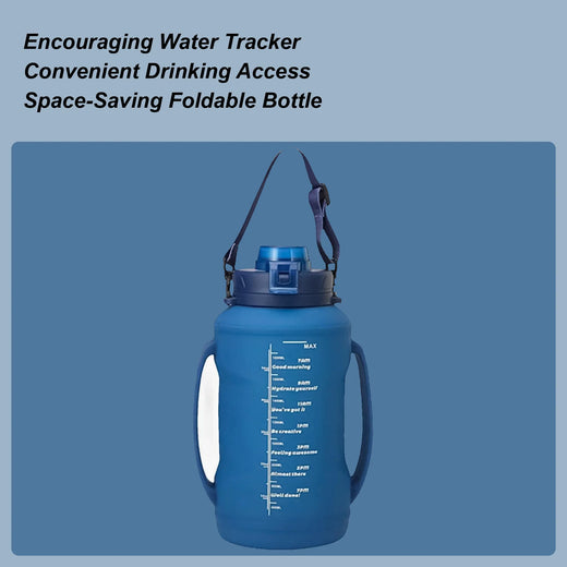 Folding Water Bottle Silicone Foldable Bottle For Traveling 1.8L Double Handle Hydration Cup With Wide Mouth For Hiking Running