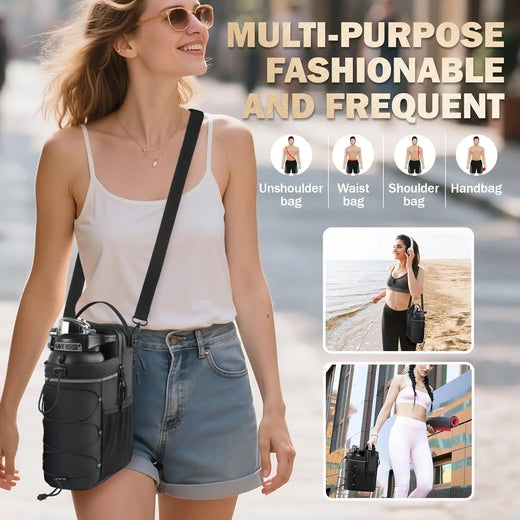 Portable Magnetic Water Bottle Crossbody Sling Bag For Men Women Outdoor Fitness Workout Gym Accessories Storage Pouch Holder