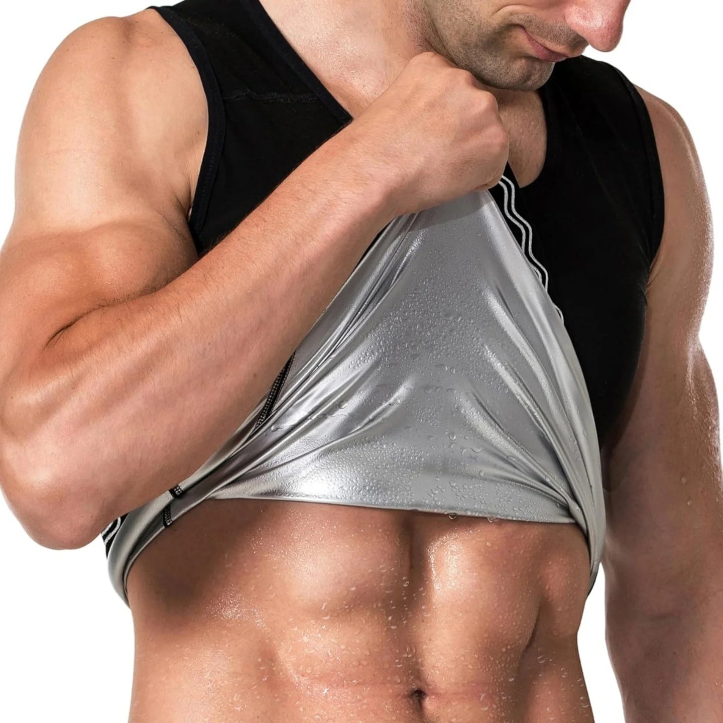 1pcs Sauna Shirt for Men, Short Sleeve Sauna Sweat Body Shaper Mens Sauna Vest Gym Exercise Tank Top
