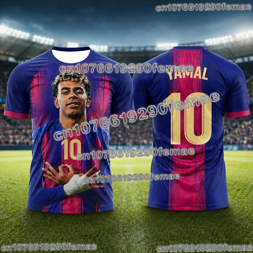 2026 Summer Lamine Yamal Fan Edition Kids Soccer Jersey New Breathable Sweat Wicking Short Sleeve Football Shirt for Daily Y2k