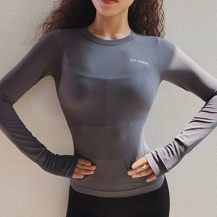 Women Slim Fit Long Sleeve Sports T Shirt Breathable Quick Dry Moisture Wicking Top For Running Gym Fitness Yoga Workout