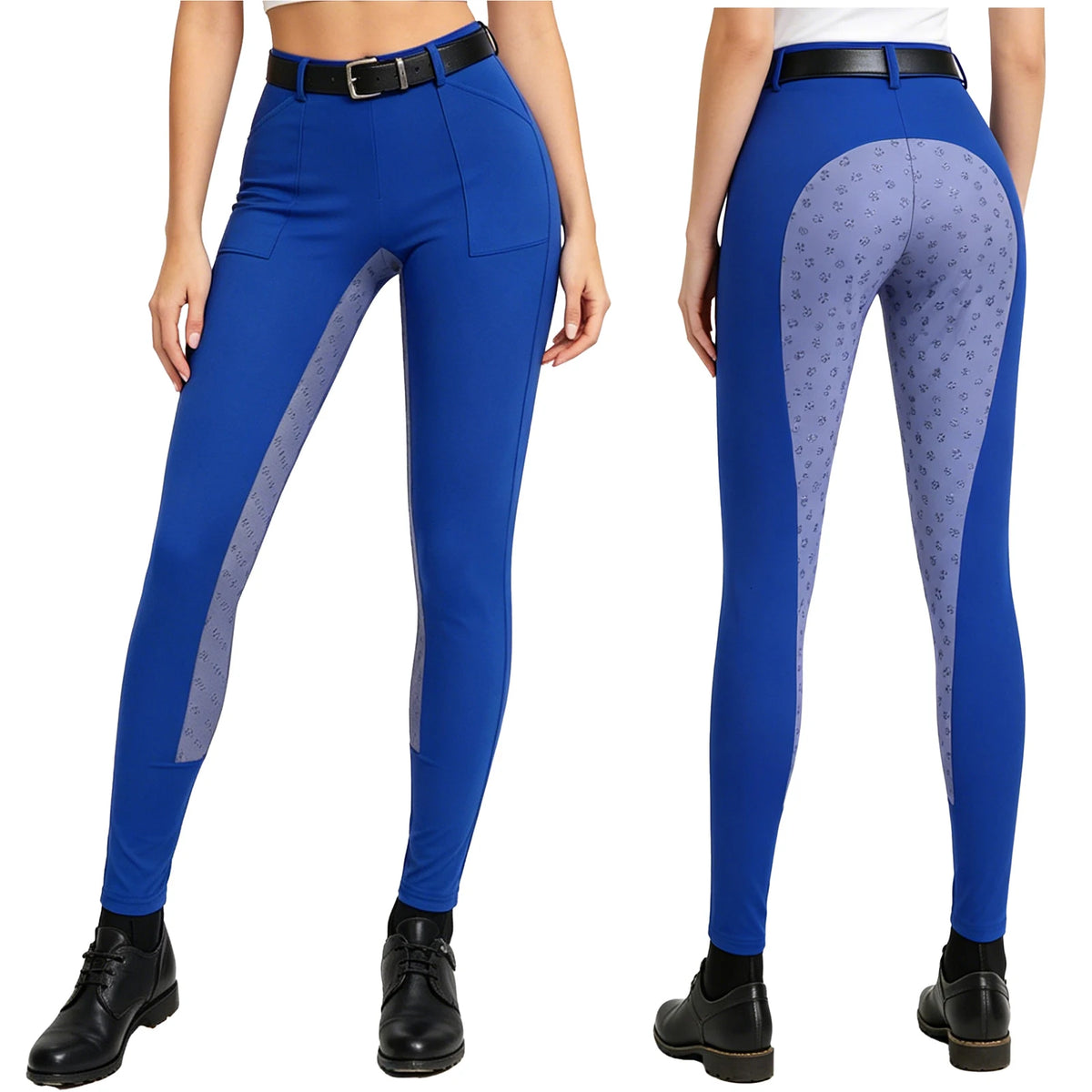 Womens Horse Riding Pants Full Seat Silicone Non-slip Equestrian Breeches Sports Schooling Tights Stretchy Leggings with Pockets