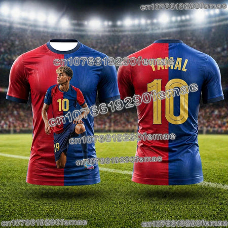 2026 Summer Lamine Yamal Fan Edition Kids Soccer Jersey New Breathable Sweat Wicking Short Sleeve Football Shirt for Daily Y2k