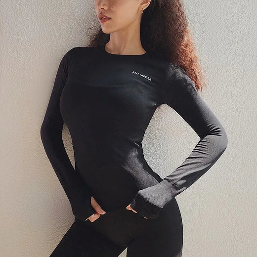 Women Slim Fit Long Sleeve Sports T Shirt Breathable Quick Dry Moisture Wicking Top For Running Gym Fitness Yoga Workout