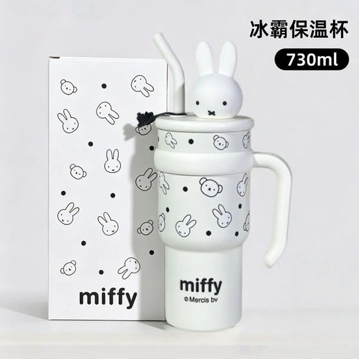 Anime Miffy Ice Tyrant Thermos Cup Large Capacity Water Cup Good Looks Girls Straw Personality Tide Cute Lovely Kawaii Sweet New
