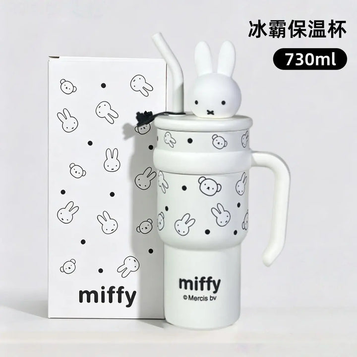 Anime Miffy Ice Tyrant Thermos Cup Large Capacity Water Cup Good Looks Girls Straw Personality Tide Cute Lovely Kawaii Sweet New