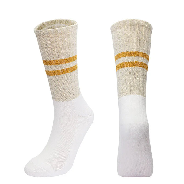 Yoga Socks with Grips Non Slip Middle Calf Golden Silver Silk Breathable Cotton Pilates Dance Fitness Sports Socks Outdoor