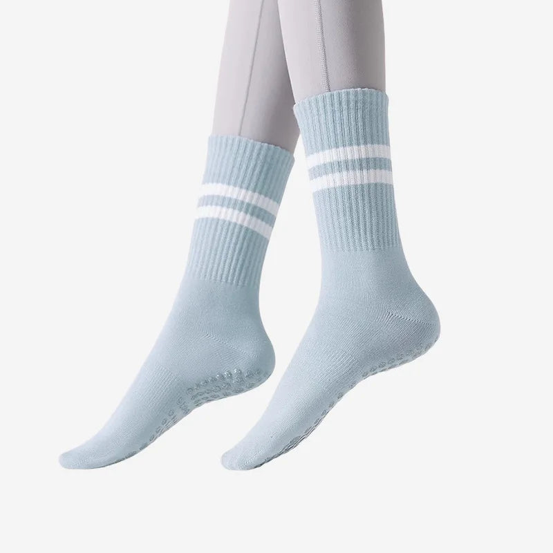 Yoga socks with shark pants, anti slip professional women's four season mid tube Pilates adult sports fitness floor socks