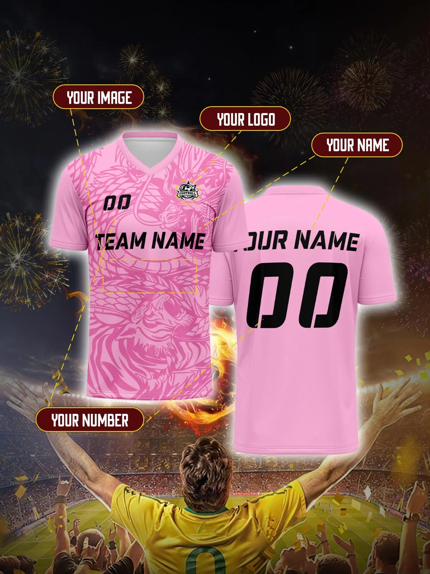 Custom Soccer Jersey With Custom Image, Number And Name, mesh ventilated sweat proof training wear