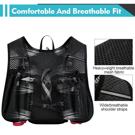 NEWBOLER Outdoor Trail Running Ultralight Backpack Run Hydration Vest Breathable Marathon Running Backpack Water Bottle 2L 500ML