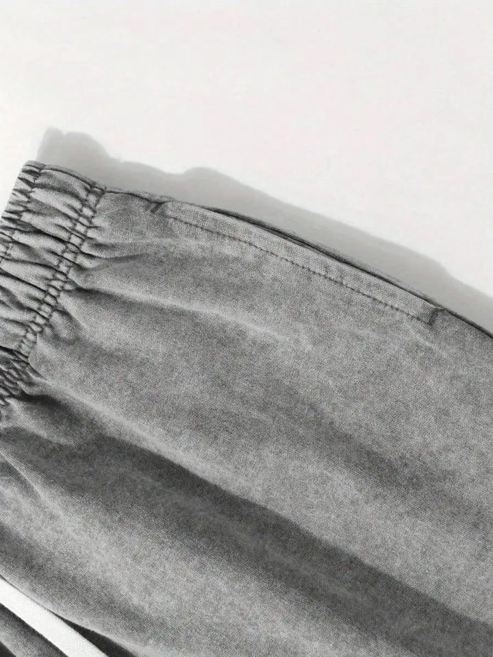 Mens Gray Cotton Loose Fit Shorts With Elastic Waist And Pocket