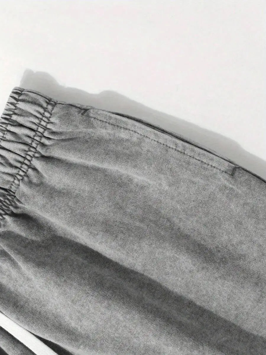 Mens Gray Cotton Loose Fit Shorts With Elastic Waist And Pocket