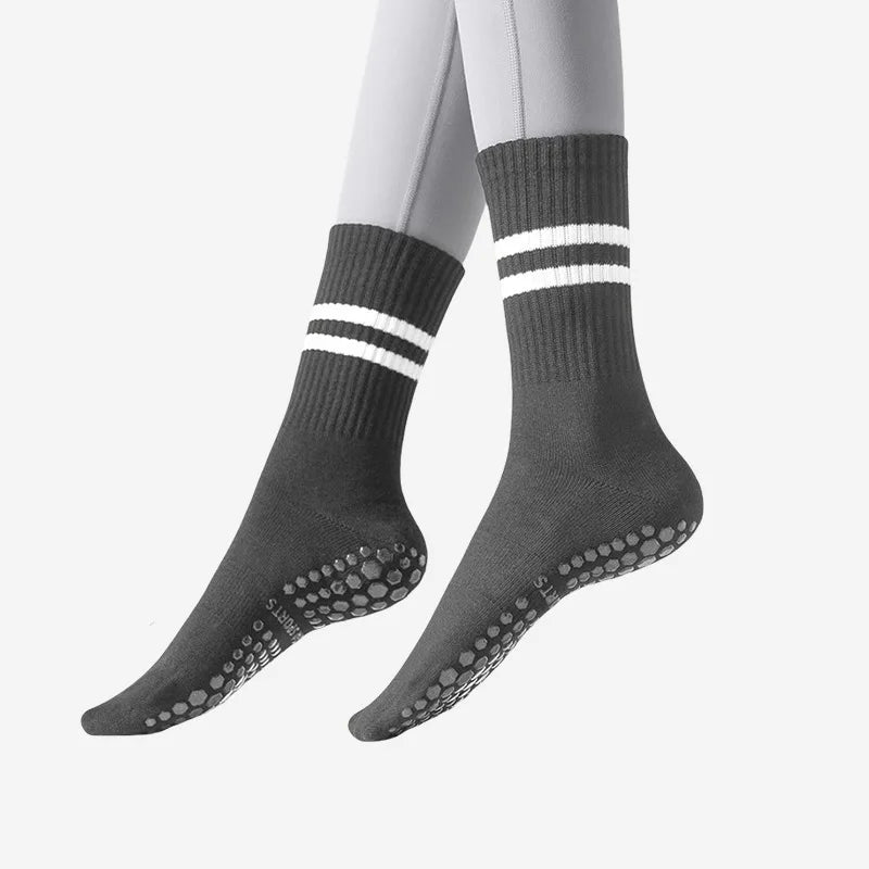 Yoga socks with shark pants, anti slip professional women's four season mid tube Pilates adult sports fitness floor socks