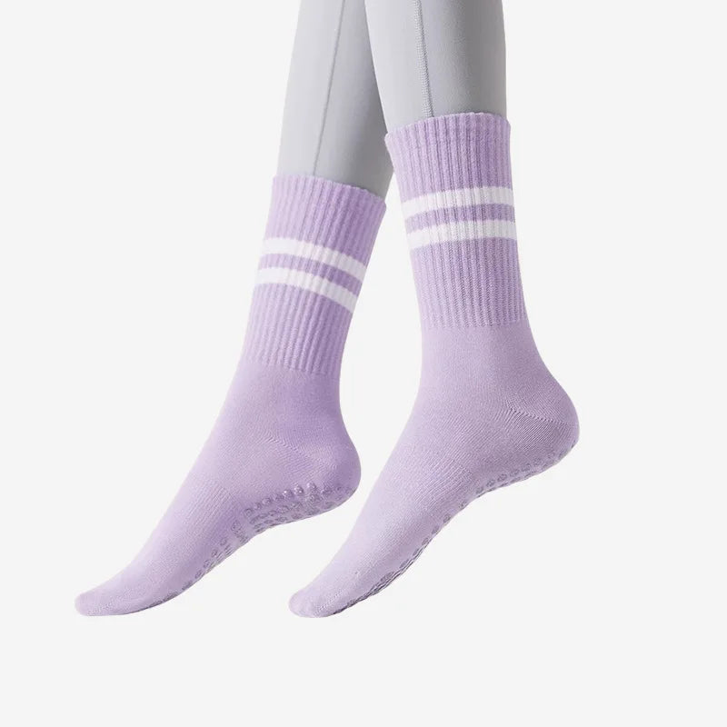 Yoga socks with shark pants, anti slip professional women's four season mid tube Pilates adult sports fitness floor socks