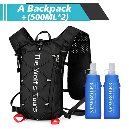 NEWBOLER Outdoor Trail Running Ultralight Backpack Run Hydration Vest Breathable Marathon Running Backpack Water Bottle 2L 500ML