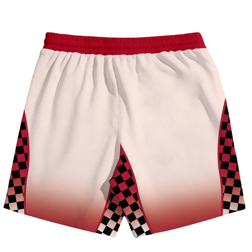 Retro Racing Style Checkerboard Aggressive Black Cat3D Print Simple Casual Sports Breathable Training Men and Women Daily Shorts
